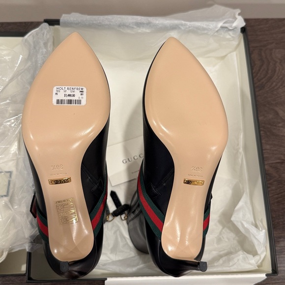 New. Gucci Black and Red Stripe Bag with Cream Dust Cover. Authentic. Size 38.5 - Picture 8 of 13